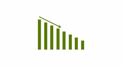 Fototapeta premium Business graph chart lime green color 4k illustration on black background. growth concept lime green neon line moving.