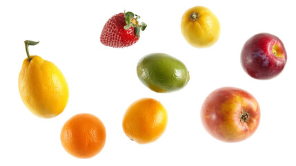 Naklejka premium Fresh fruits floating in the air