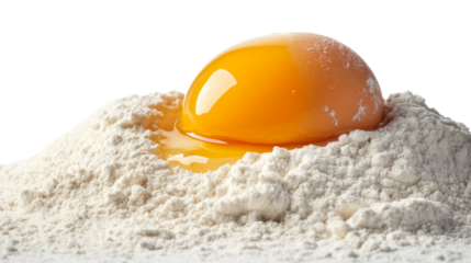 Fresh egg on a flour pile