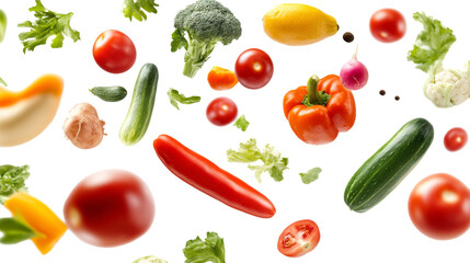 Fresh vegetables loating in the air