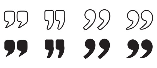 Black quotes icon set. Speech mark. Quotemarks outline speech marks, inverted commas, or talking marks collection. Illustration EPS 10