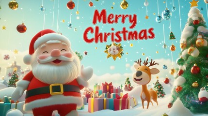 Fototapeta premium Merry Christmas and Santa Claus Background.