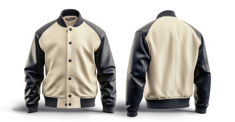 3D Leather Varsity Jacket Mockup on a Transparent Background, Generative AI