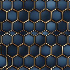 Luxurious Geometric Elegance: Navy and Gold Hexagonal Pattern with Modern Appeal