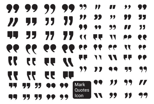 Black quotes icon set. Speech mark. Quotemarks outline speech marks, inverted commas, or talking marks collection. Illustration EPS 10
