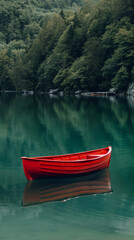 Obraz premium red boat on the lake