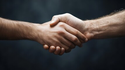 Hands shaking in a gesture of agreement or partnership against a blurred background.