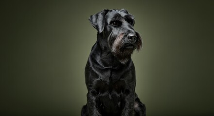 Obraz premium Regal black schnauzer portrait against subtle green background