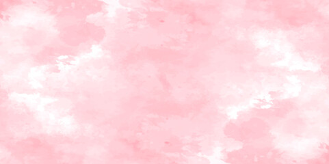 Soft pink watercolor background for your design, Aquarelle painted paper template texture background banner, Pastel pink watercolor design with digital painted for template.