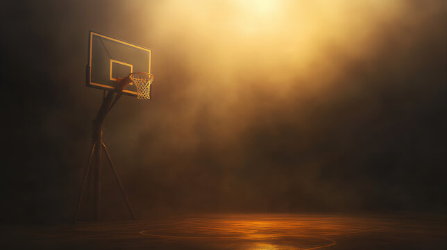 Spotlight street light basket court at night 