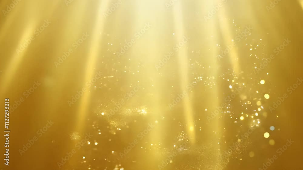 Poster golden yellow background video with bokeh lights and floating sparkles that drift upwards