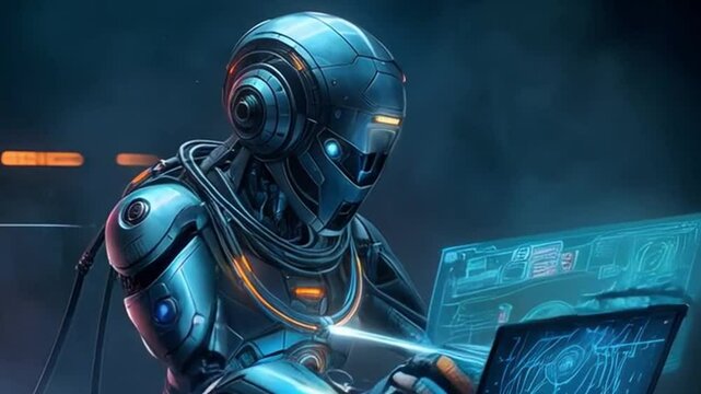 Robot inteligencia artificial con holograma