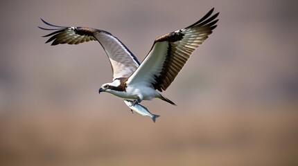 Obraz premium osprey with a fish in its paws flying in the sky
