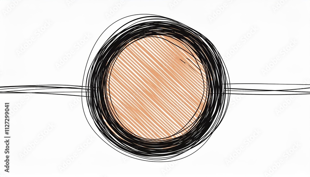 Poster grungy round scribble circle hand drawn with thin line unique divider shape clipart for creative pro
