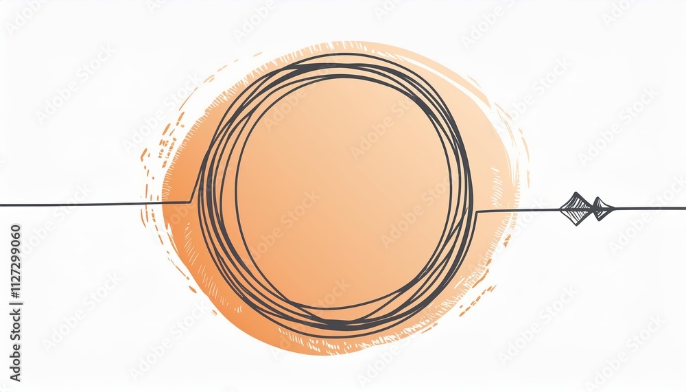 Poster grungy round scribble circle handdrawn with thin line unique divider shape clipart isolated for crea
