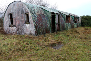 Moorland around disued peat bog production site - Old rusty barrackments - Bearna - County Kerry - Ireland