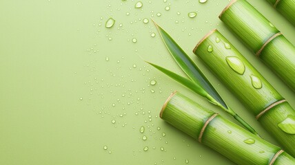 Obraz premium Bamboo growth and freshness natural environment close-up shot lush green background zen concept for relaxation