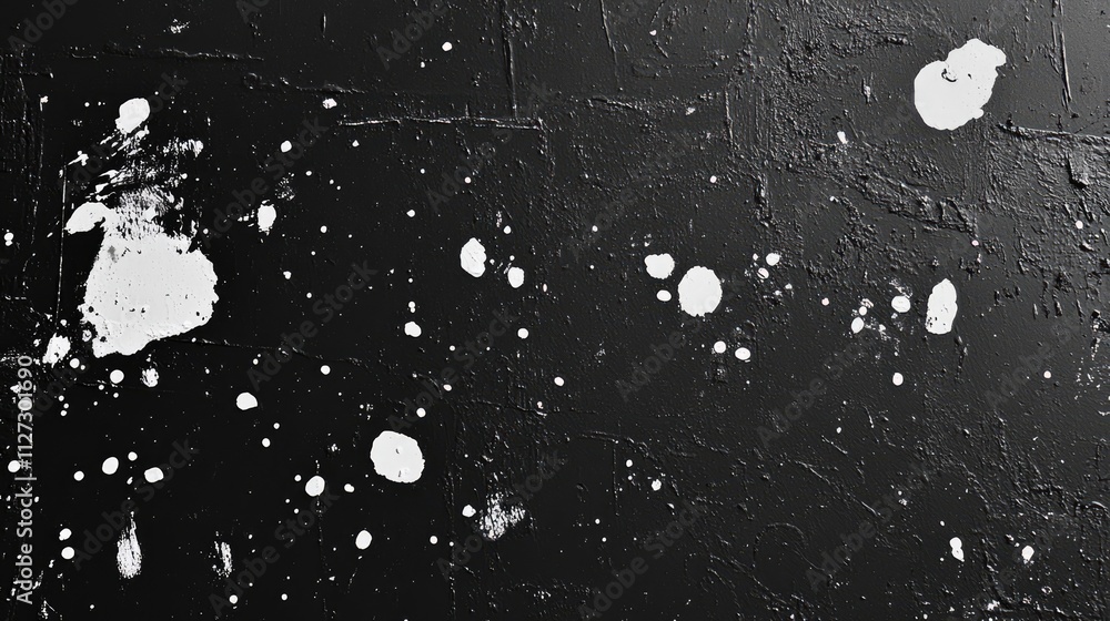 Aufkleber abstract black wall with white paint splatters creating a dynamic textured background perfect for ar