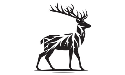 Deer silhouette vector illustration isolated on white background