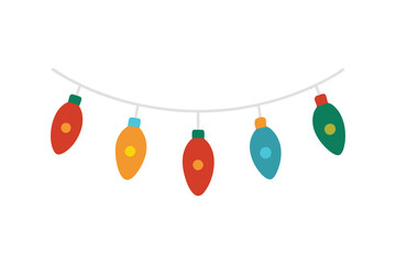 Festive hanging Christmas lights vector design for holiday decorations
