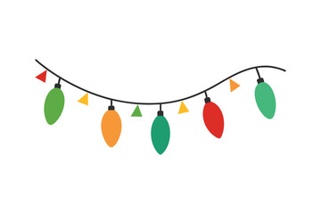 Festive hanging Christmas lights vector design for holiday decorations
