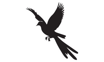 Obraz premium Black silhouette of a soaring eagle with powerful wings, a symbol of freedom and wildlife