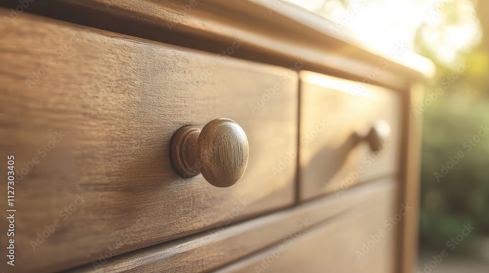 Poster wooden drawer knobs with soft background light emphasizing craftsmanship and design in home furnishi