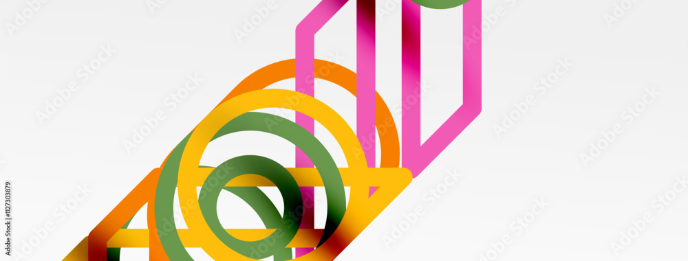 Poster abstract background - colorful circle lines technology or business digital template