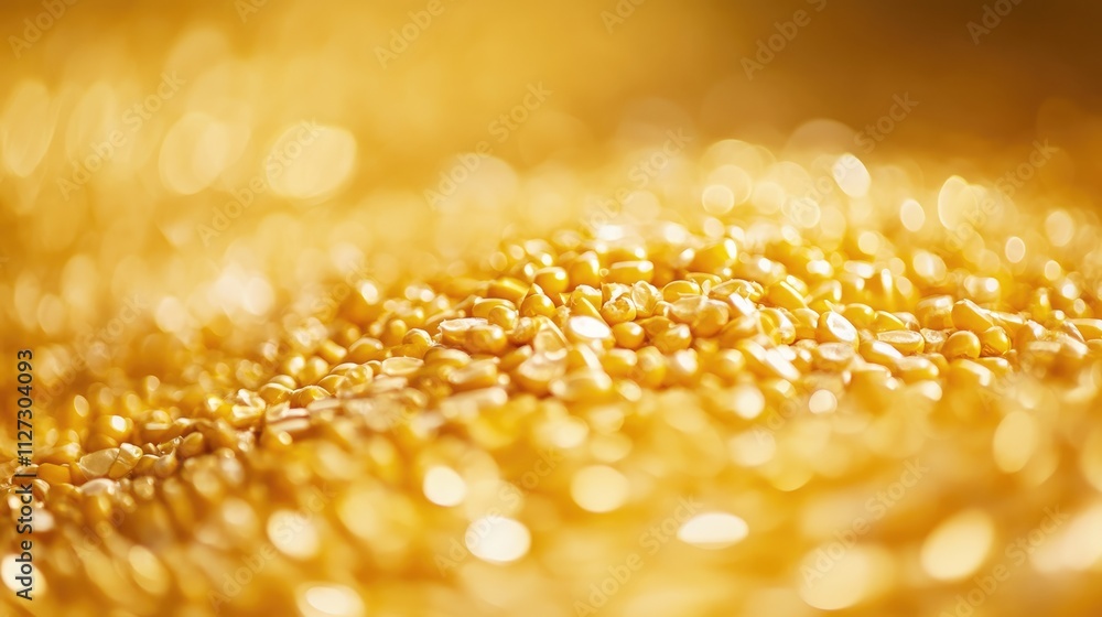 Poster golden corn kernels with a soft bokeh background highlighting natural textures and colors in agricul