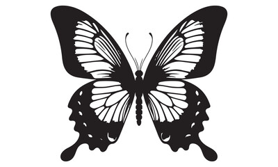 Beautiful swallowtail butterfly with vibrant blue wings, isolated on a white background