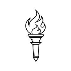 Stylish Flaming Torch Vector Illustration for Symbolic Power, Illumination, and Decorative Design