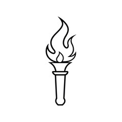 Stylish Flaming Torch Vector Illustration for Symbolic Power, Illumination, and Decorative Design