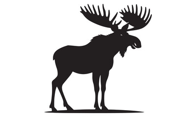 Black deer silhouette vector, isolated on white background, perfect for wildlife, nature, or Christmas illustrations