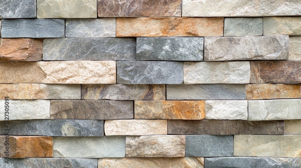 Poster natural stone wall texture featuring randomly arranged polished slate tiles ideal for interior desig