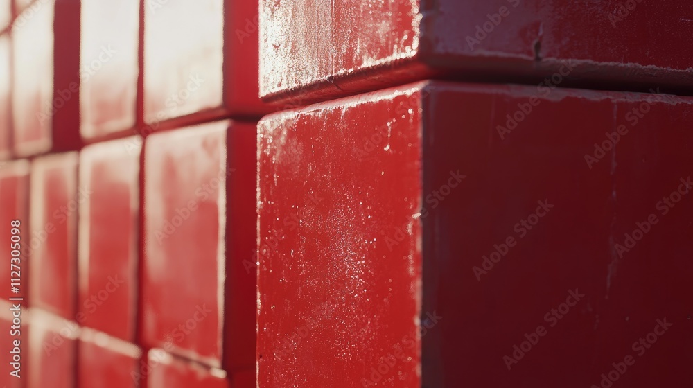 Poster red ceramic bricks stacked at a construction site close-up view showcasing building material for wal