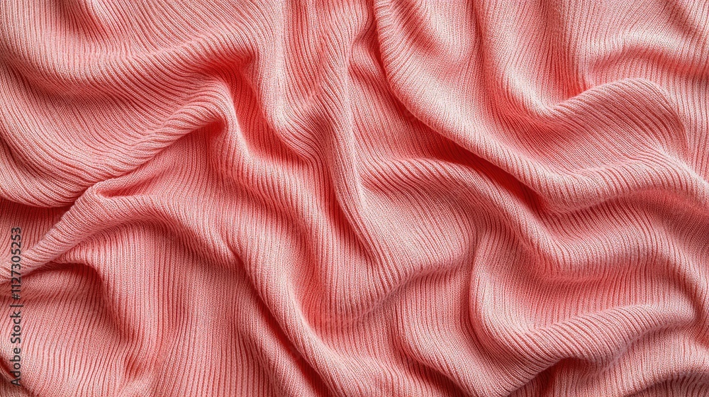 Poster soft coral fabric texture background with gentle waves showcasing a smooth textile material ideal fo