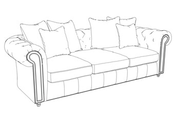 Vintage sofa vector set. Baroque and classic style sketches for luxurious home interiors. Ideal for traditional furniture enthusiasts.