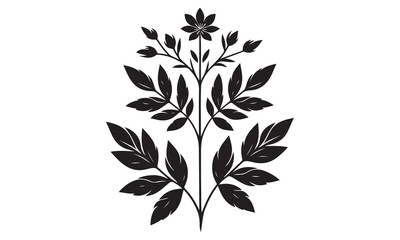 Black and white floral vector seamless pattern with leaves and flowers, perfect for design and decoration