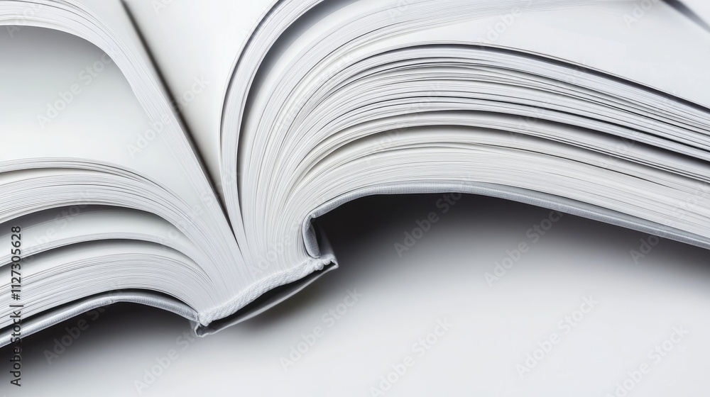 Poster open blank white brochure laying on a clean white background showcasing pages for design mockup or c