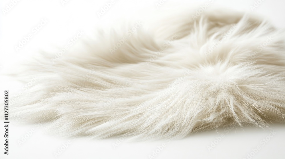 Poster close up view of soft and fluffy animal fur on a white background ideal for textiles and fashion ind
