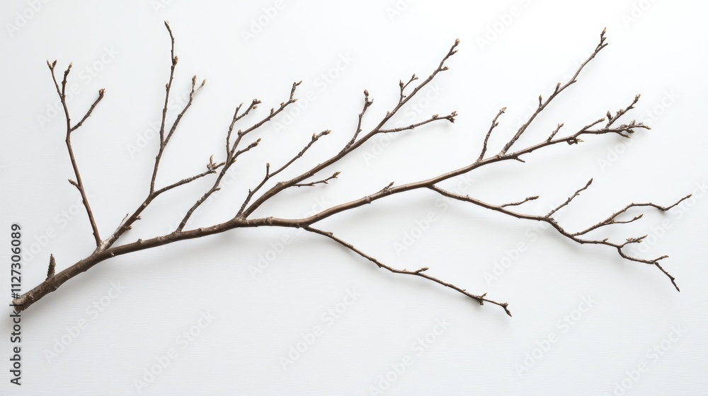 Aufkleber Dry tree branches on a white background creating a minimalist natural aesthetic for design and artistic applications