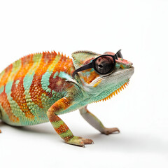 Humorous Chameleon Strutting in Sunglasses