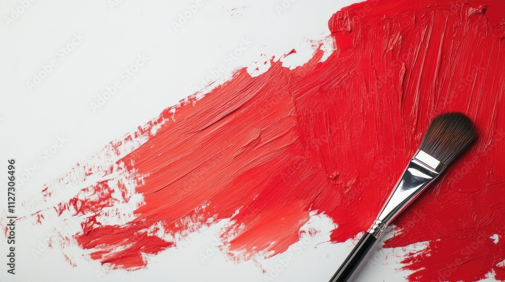 Poster brush stroke painting in shades of red on a clean white backdrop showcasing creativity and artistic 