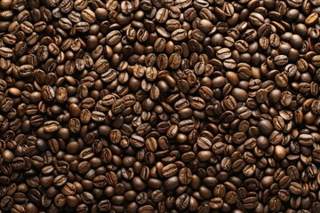 Fototapeta premium Big pile of fresh roasted coffee beans. Image illustrated food for advertisement