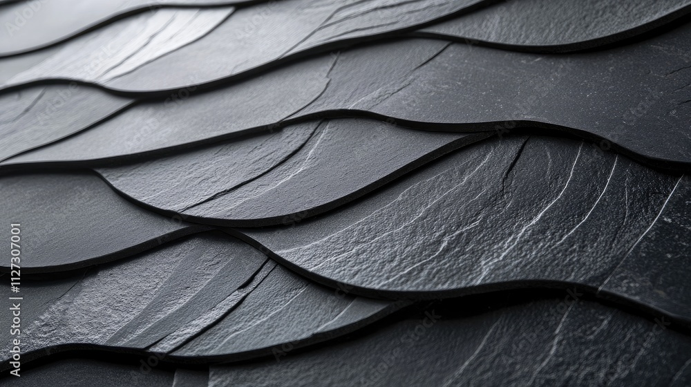 Poster close-up of distinctive textured slate tiles with unique patterns highlighting natural beauty and cr