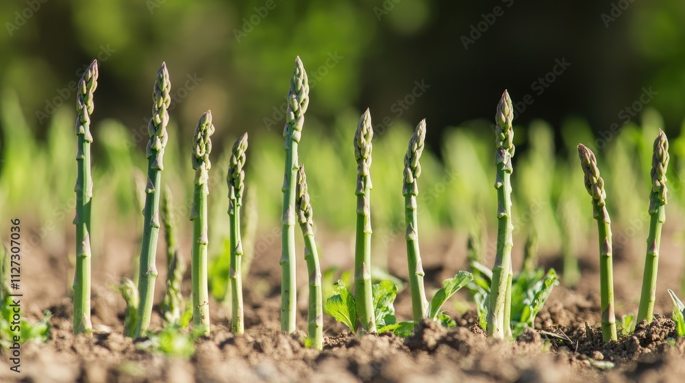Aufkleber fresh asparagus shoots emerging in a vibrant field signaling the onset of the asparagus season in sp