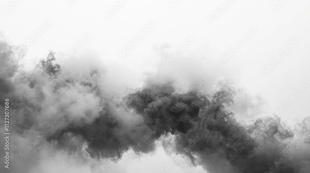 Aufkleber Abstract black smoke swirls against a light background creating a mysterious and ethereal atmosphere suitable for various design projects