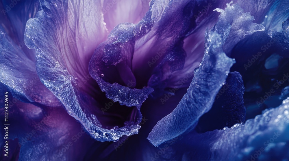 Poster close-up view of purple cabbage revealing intricate textures and vibrant colors in a stunning abstra