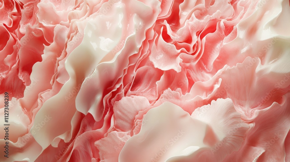 Poster cabbage close-up texture showcasing delicate layered leaves in soft pink and cream colors for culina