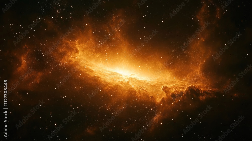 Poster astrophotography of a vibrant nebula with glowing stardust illuminating the deep sky and stars in th